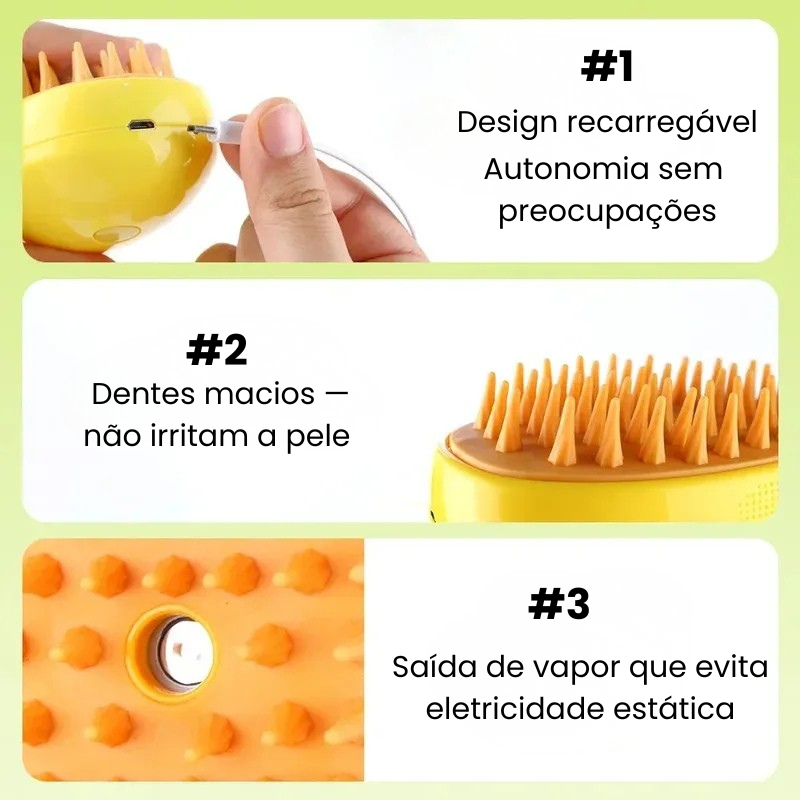 Escova a Vapor para Cães e Gatos